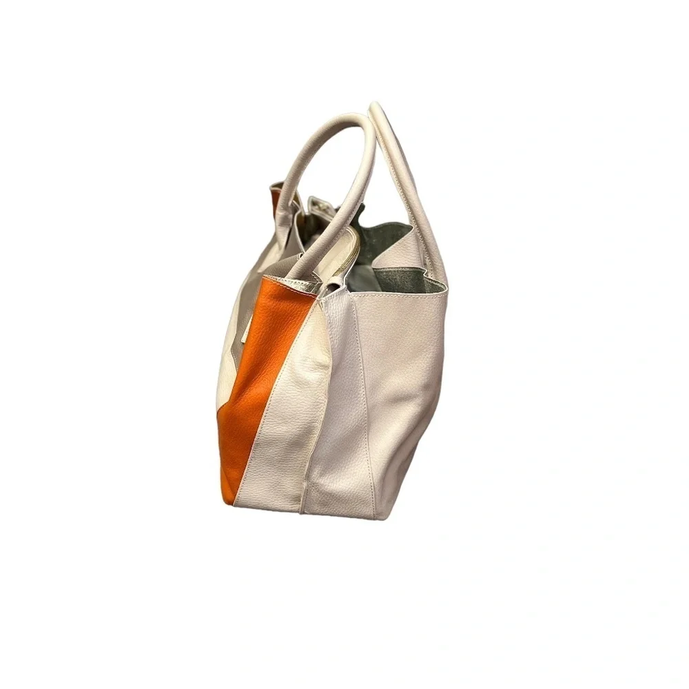 Aleanto Collezioni Genuine pebbled leather‎ Italian hobo Shoulder baTan & Orange
